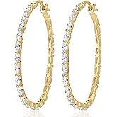 MDFUN Cubic Zirconia Hoop Earrings for Women Trendy 18K Gold Plated Hypoallergenic Huggie Hoop Earring Jewelry 20/42MM