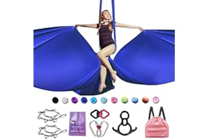 SAIVEN 10m Aerial Silks Equipment - premium Yoga Swing Set, Aerial Yoga Hammock kit, Yoga Starter Kit, Aerial Dance Equipment(L: 10m x W: 2.8m)