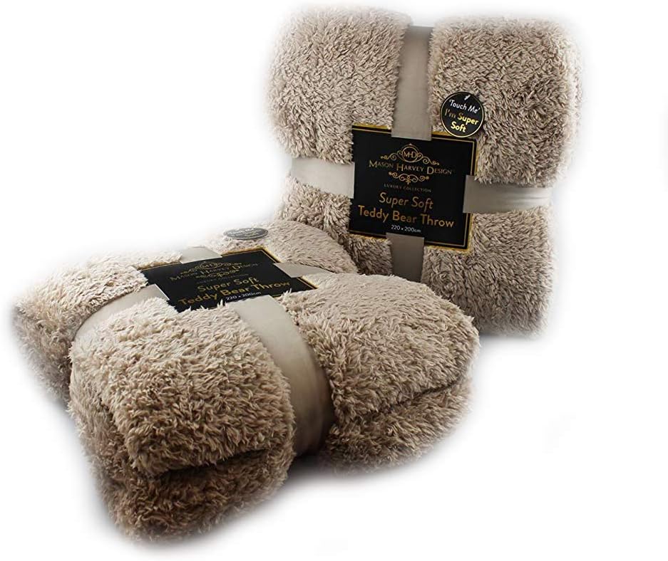 Fleece Throw Blanket Teddy Bear Large Soft Sherpa Luxury Couch Bed 220 x 200xcm
