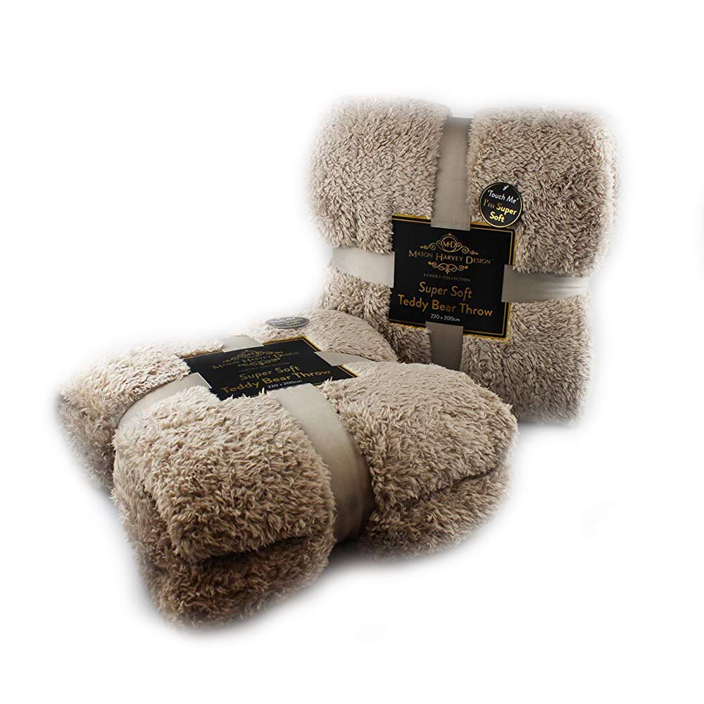 Fleece Throw Blanket Teddy Bear Large Soft Sherpa Luxury Couch Bed 220 x 200xcm Amazon.co.uk