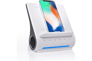 Azpen Dockall D108 - Qi Wireless Fast Charging Docking Station with Upgraded Bluetooth Speaker System White Color