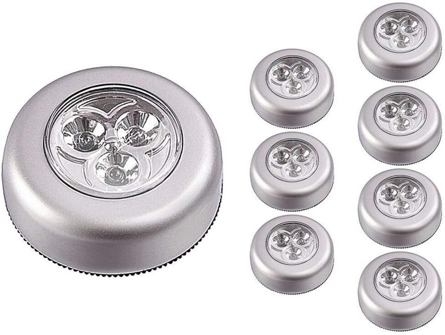 Juego de 8 luces LED inalámbricas con batería, adhesivas, a presión