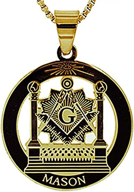 Masonic Pillars Pendant Gold Color Stainless Steel Masonic Freemason 
