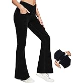 IUGA High Waisted Bell Bottom Jeans for Women Flare Stretchy Jeans V Cross Jeggings Pull On Wide Leg Jean Flare Leggings