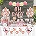 Kwayi Baby Shower Decoration Set, Rose Gold Theme Baby Shower Decoration With OH BABY Banner Rose Gold Balloon And Tissue Paper Pom Poms Toal 35PCS For Baby Shower Party Decoration