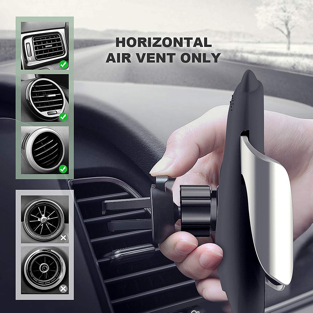Wireless Charger Car Mount, Auto Phone Holder Air Vent Dashboard Windshield Charger Infrared 10w Fast Car Charger for iPhone Xs Max XR X 8 8 Plus, for Samsung Galaxy S10 S10+S9 S9+ S8 Note 10+