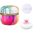Qopoto Body Powder Puff and Container for Dusting Powder, Women Powder Puff and Powder Case for Bath and Travel (Abstractionism)