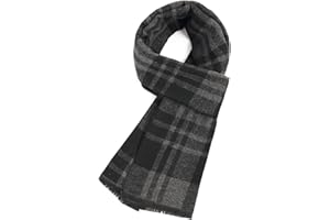 Prupoky Mens Winter Scarf Cashmere Feel Warm Scarves Long Plaid Tassel Scarf for Men