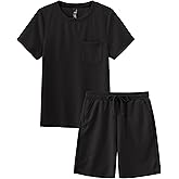 MoFiz Boy's Short Set 2 Piece Crewneck T-Shirt and Short Outfits Summer Casual Sets for Kids
