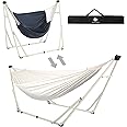 Anyoo 2 in 1 Hammock and Swinging Chair with Collapsible Steel Stand & Carrying Case,Portable & Adjustable,Easy Set Up for Outdoor,Indoor,Porch Swing,Patio,Garden,Camping Trip