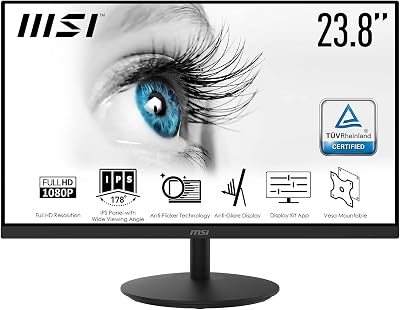 MSI PRO MP242 Monitor 24 Inch FHD IPS 75Hz HDMI VGA Eye Care Business Display