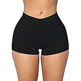 BORIFLORS Women's Sexy Workout Gym Biker Elastic Waist Booty Shorts