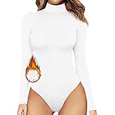 MANGOPOP Women's Mock Turtle Neck Long Sleeve Tops Bodysuit Jumpsuit