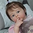 Tvqbxp Reborn Baby Dolls Girl, 22 Inch Lifelike Reborn Toddler Dolls Full Body Vinyl Silicone with Long Hair, Beautiful Realistic Newborn Baby Doll with Feeding Toy for Kids Birthday Christmas