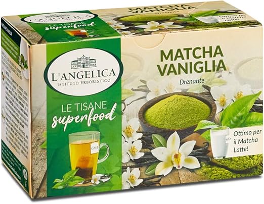 L Angelica Tisana Superfood Matcha Vaniglia Tisana Funzionale Drenante Tisana Al Te Verde E Vaniglia Confezione Da 18 Filtri Amazon It Alimentari E Cura Della Casa