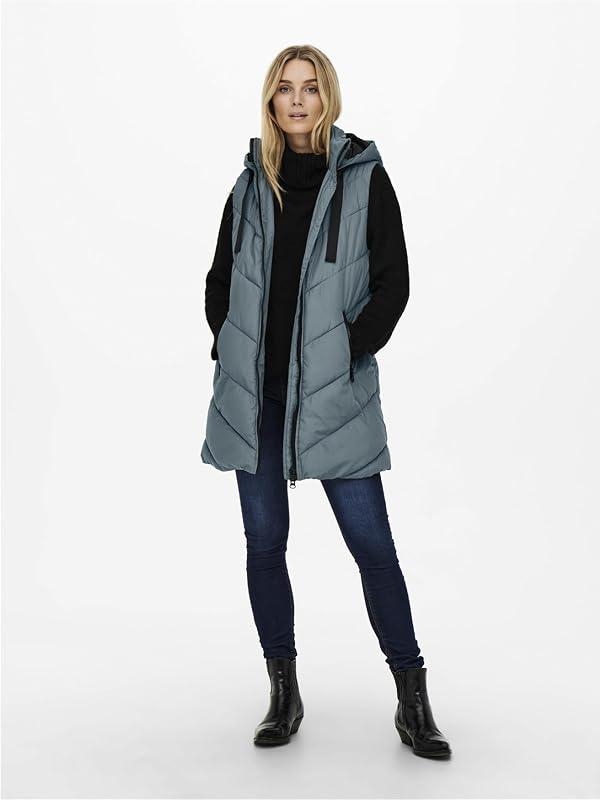 Jacqueline de Yong JDYSKYLAR - Chaleco de plumón para mujer, Stormy Weather/Black, XS