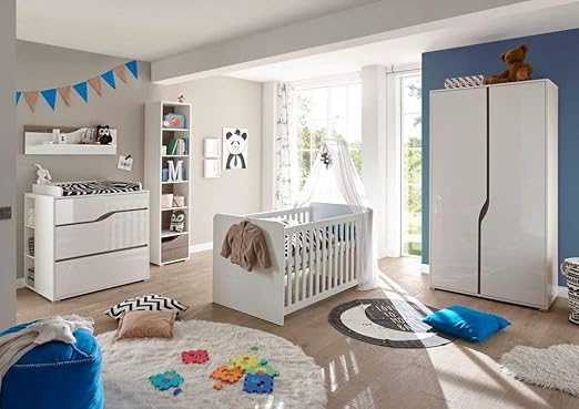 Froschkonig24 Mara Babyzimmer Komplettset Kinderzimmer Set Weiss Hochglanz Amazon De Kuche Haushalt