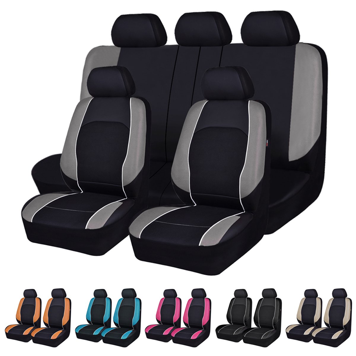 楽天ランキング1位 Horse Kongdom 11 ピース ユニバーサル カー シートカバー 人工皮革 エアメッシュ 乗用車 トラック Suv セダン エアバックに対応 グレイ St 0011 B074qjgbtg Black With Gray Black With Gray 激安ブランド Www Oasipigno Com