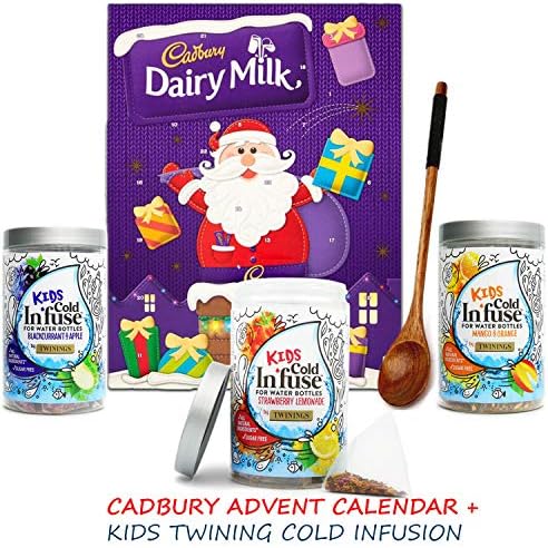Cadbury Dairy Milk Chocolate Advent Calendar 90g & TWININGS KIDS Cold Infusion-herbal ingredients are specially heat treated to make them safe to drop into cold water
