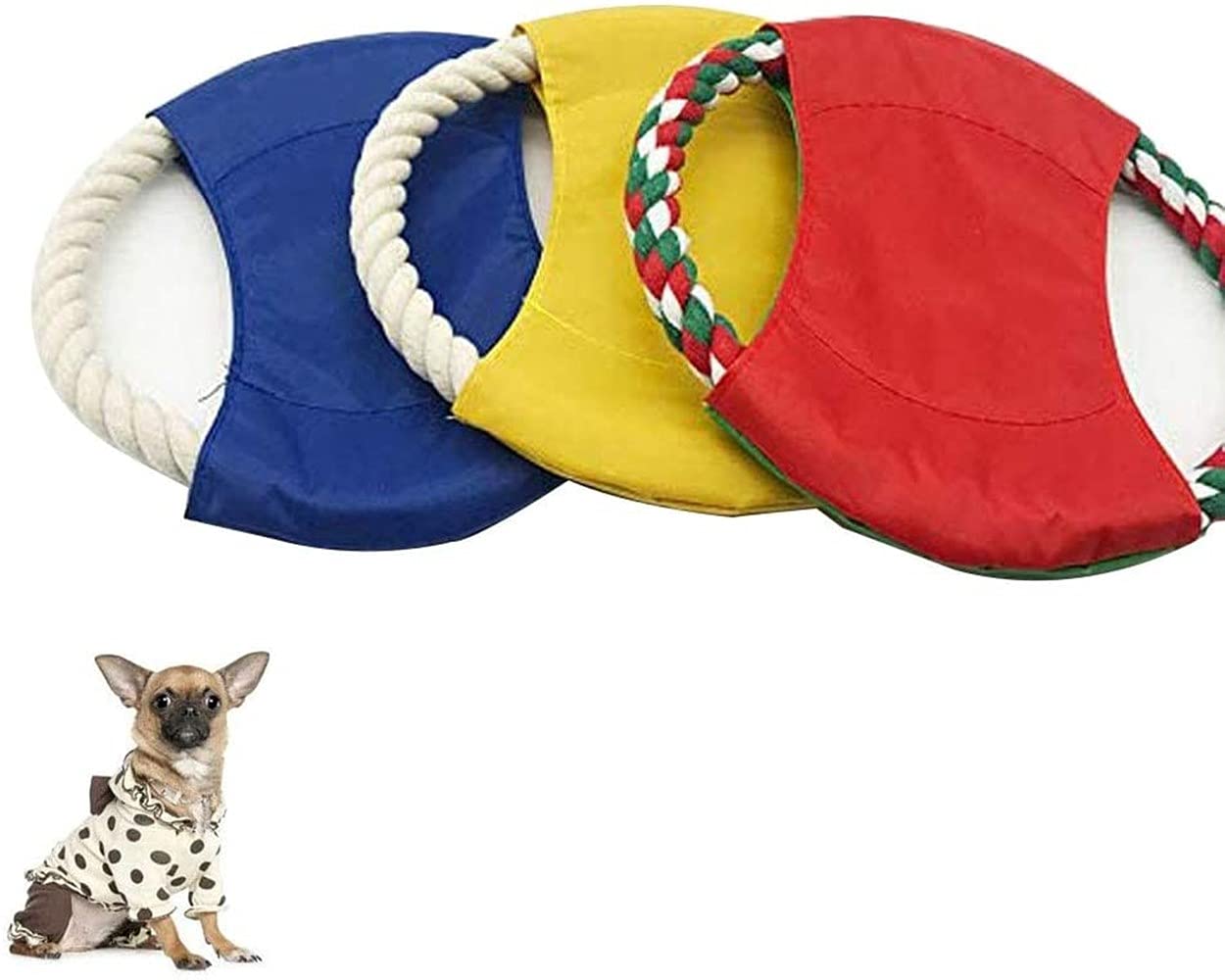 LATRAT Pack of 3 Pet Training Toy Frisbee, Interactive Training Toys Chew Throw Toy for Medium Large Dogs Random Colour