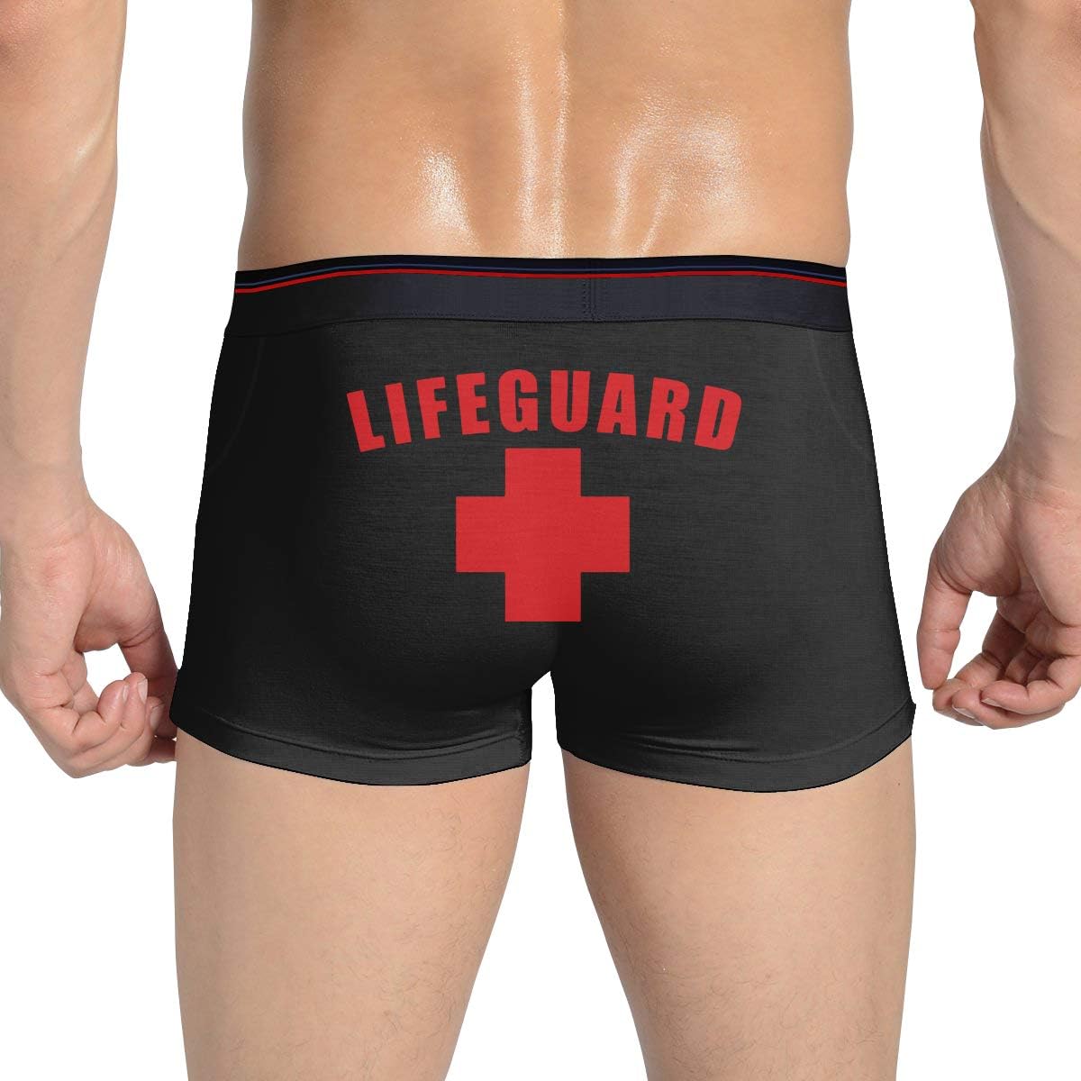 OPQRSTQO Lifeguard Printed Men's Casual Boxer Brief Breathable