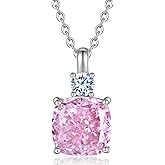 Sterling Silver Lab Simulation-Diamond Necklaces for Women, 4-5CT Round/Cushion/Radiant/Asscher/Pear/Oval Cut 5A Cubic Zirconia Pendant Necklace Jewelry Gifts for Her Birthday Christmas Mothers Day