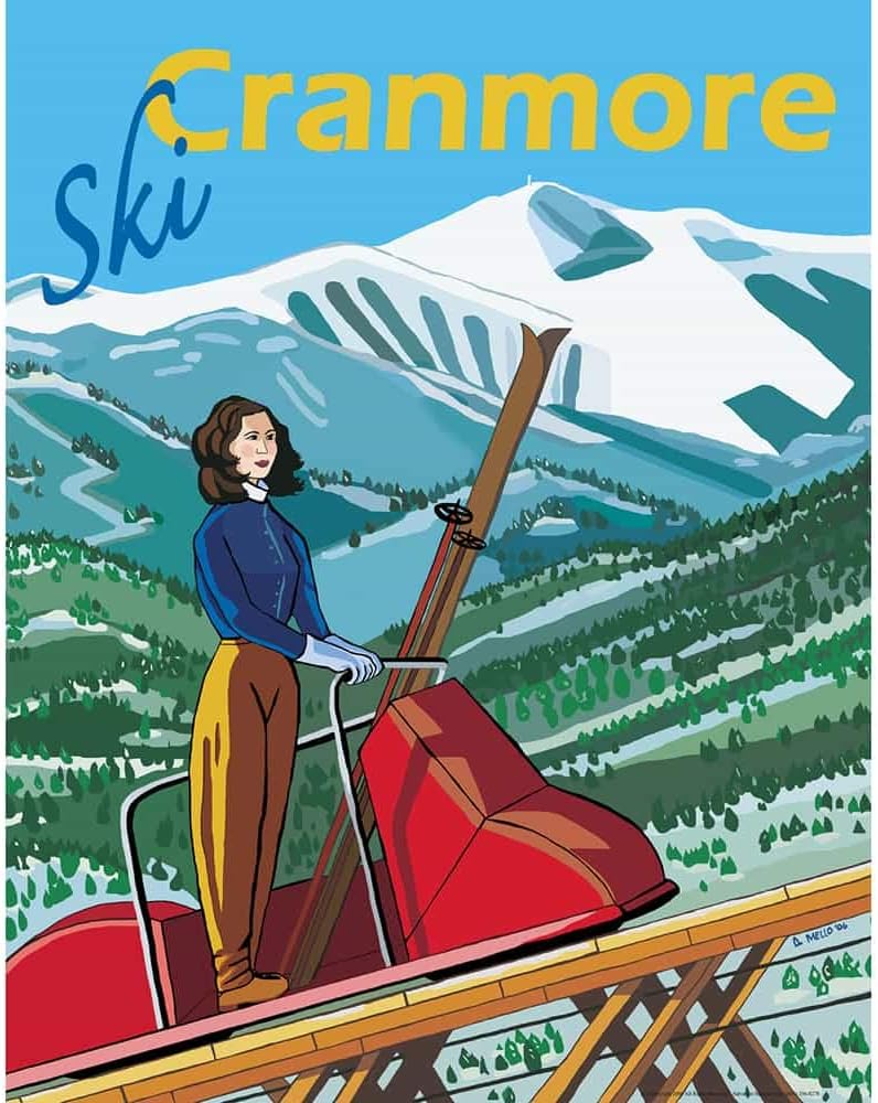 Mount Cranmore New Hampshire Vintage Art Deco Ski Poster, 22 x 28 inches