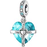 MICOO 925 Silver January-December Birthstone Heart Crystal Zirconia Pendant, fits most bracelets and necklaces, Women's Jewelry Gifts