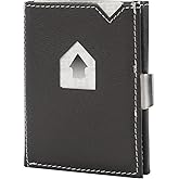 BOJLY Men's Wallet, Genuine Leather RFID Blocking Slim Money Clip Wallet Minimalist Front Pocket Tri-Fold Money Clip Credit Card Holder with Present Box Black Brown