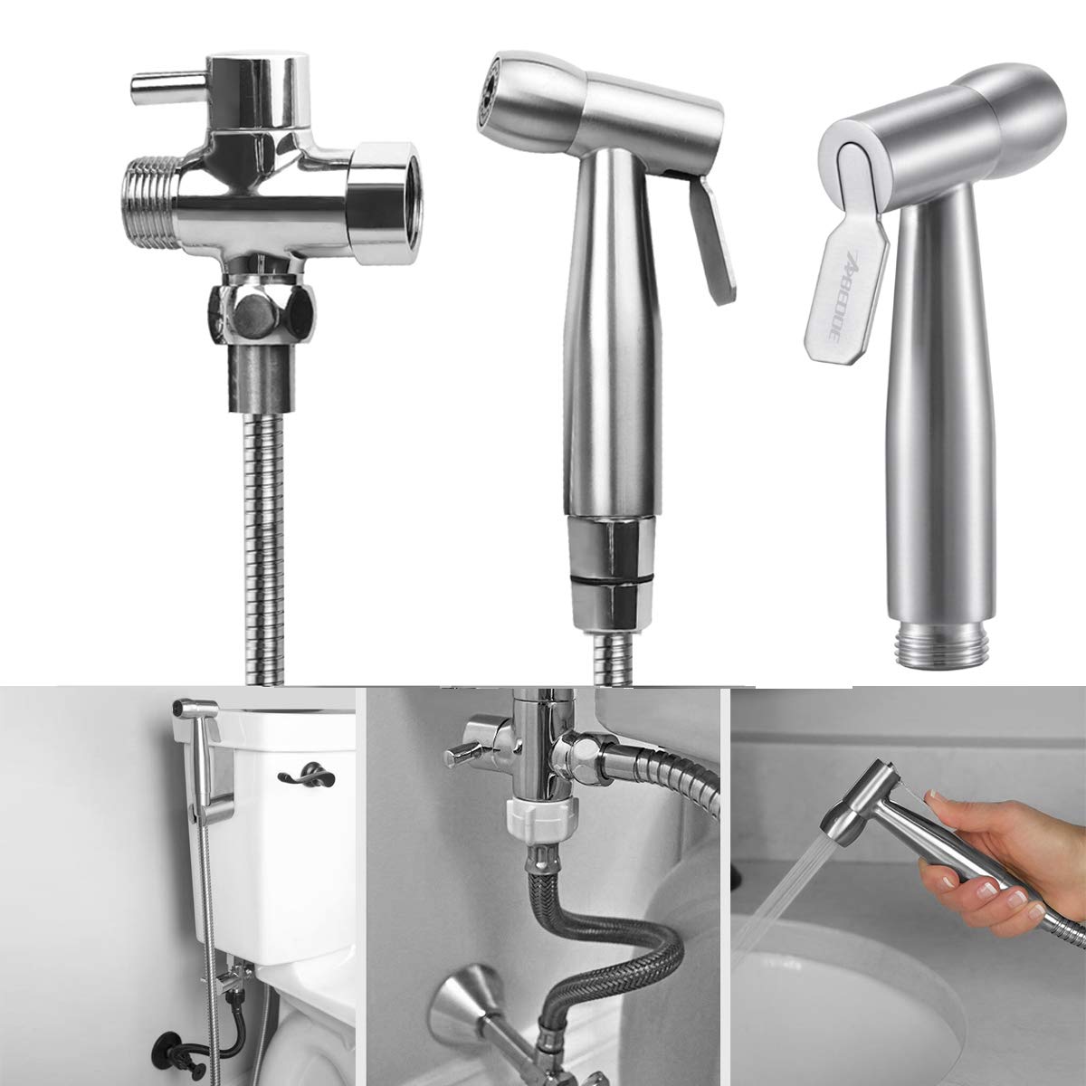 Abedoe Hand Held Bidet Toilet Sprayer Kit Bathroom Cloth Diaper Washer