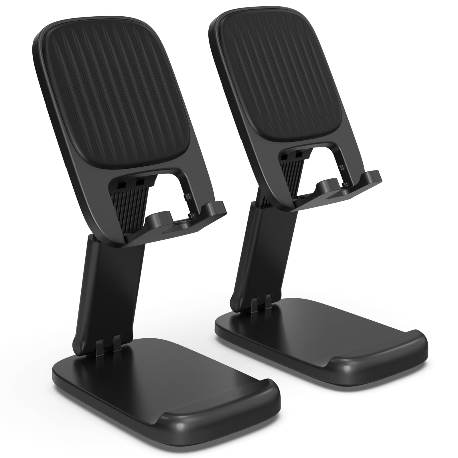 Photo 1 of 2 Pack Cell Phone Stand for Desk, iPad Stand [Height Adjustable & Upgraded Stable Base] Foldable & Non-Slip Silicone Pad Phone Holder, iPhone Stand for All Smartphones, iPad | Office Desk Accessories