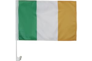 AZ FLAG - Ireland Car Flag 18'' x 12'' - Irish Car Flags 30 x 45cm - Banner 18x12 INCHES Plastic Stick - Drapeau Irlande