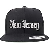 Trendy Apparel Shop New Jersey State Old English Embroidered Flatbill Snapback