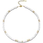 JURYLOO Puka Shell Necklace Summer Hawaiian Beach Surfer Seashell Necklace Beaded Choker Necklace for Women Men