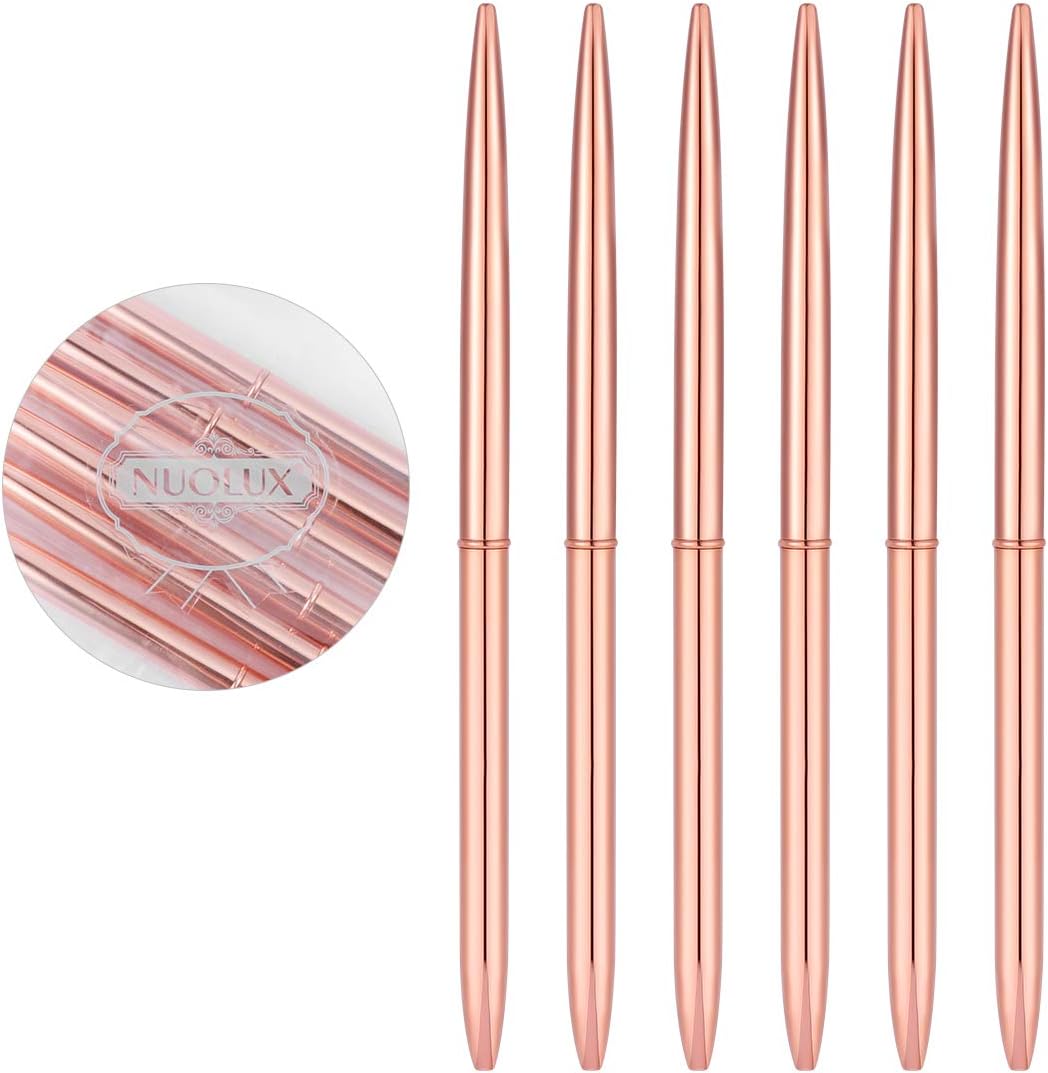 NUOLUX 6Pcs Metal Ballpoint Pen Heads Rotation Black Ink Pen for School and Office Supplies (Rose Gold), 6 count (Pack of 1) - Image 5