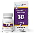 Superior Source No Shot Vitamin B12 Methylcobalamin 2500 mcg, Quick Dissolve MicroLingual Tablets, 90 Count, Active Form of B12, Supports Energy Production, Nervous System Support, Non-GMO