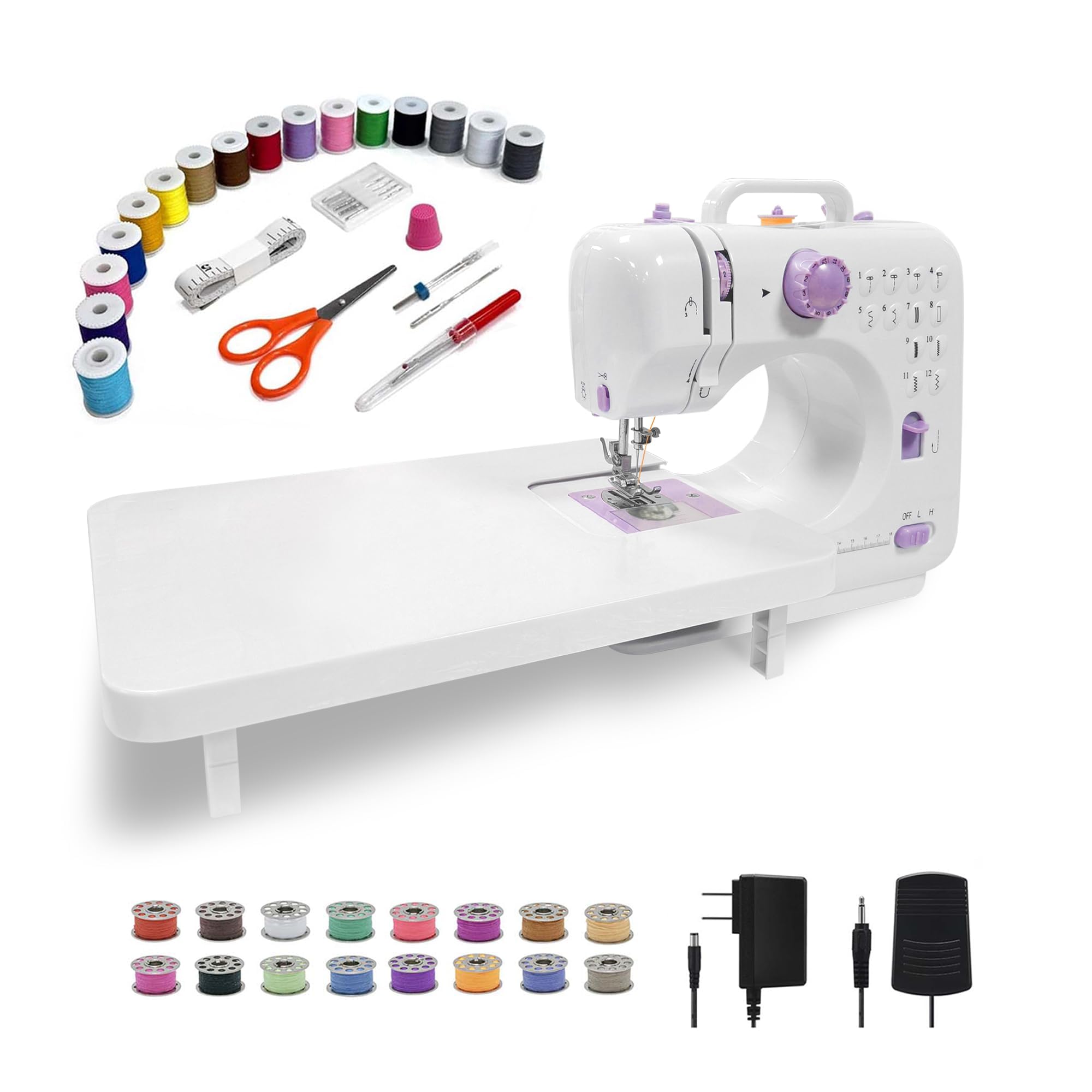 Photo 1 of This lightweight Sewing machine is designed for convenience and versatility. Sewing Machine for Beginners,Portable 12 Built-in Stitches,(High-Low Speeds),505UJH.DC Power Supply Method.