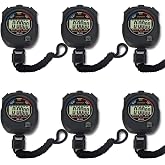 Pgzsy 6 Pack Multifunctional Digital Sports Stopwatch, Large Screen with Date Time Alarm, Daily Waterproof Shockproof Drop-Proof Sports Timer
