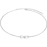 DAOCHONG S925 Sterling Silver Knot Choker Short Dainty Infinity Necklace Pendant for Women Jewelry