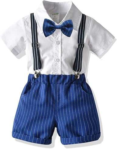 Amazon Com Trajes De Bebe Para Hombre Camisa De Manga Corta Pantalones Conjunto De Ropa De Corbata Para Boda Y Fiesta Clothing