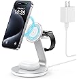 HERRBOL 3 in 1 Charging Station Compatible with Magsafe Charger Wireless Charger Stand for iPhone 16 15 14 13 12 Series Wireless Charging Station for AirPods Wireless Charging Stand for iWatch Series