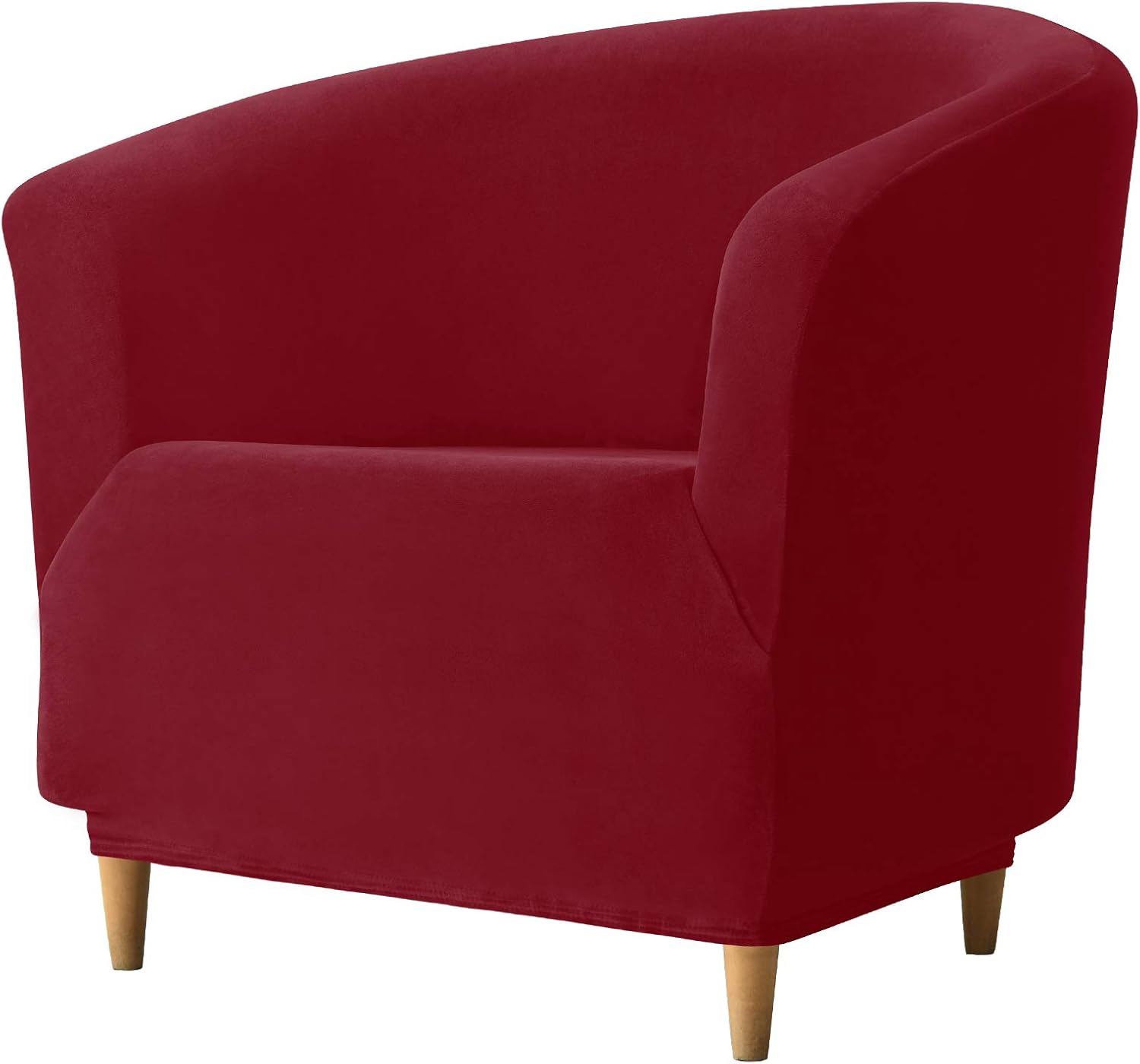 REECOTEX Velvet Club Chair Slipcover, Soft Stretch Tub Chair Cover for Living Room and Bedroom, Washable and Removable Armchair Protector, Furniture Protector for Home Decor,Burgundy