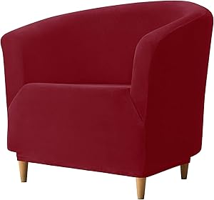 REECOTEX Velvet Club Chair Slipcover, Soft Stretch Tub Chair Cover for Living Room and Bedroom, Washable and Removable Armchair Protector, Furniture Protector for Home Decor,Burgundy