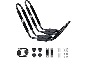 XGeek Kayak Roof Rack, Surfboard, Canoe and Ski Board Rooftop Mount Carrier J-Style Rack on SUV, Car and Truck.
