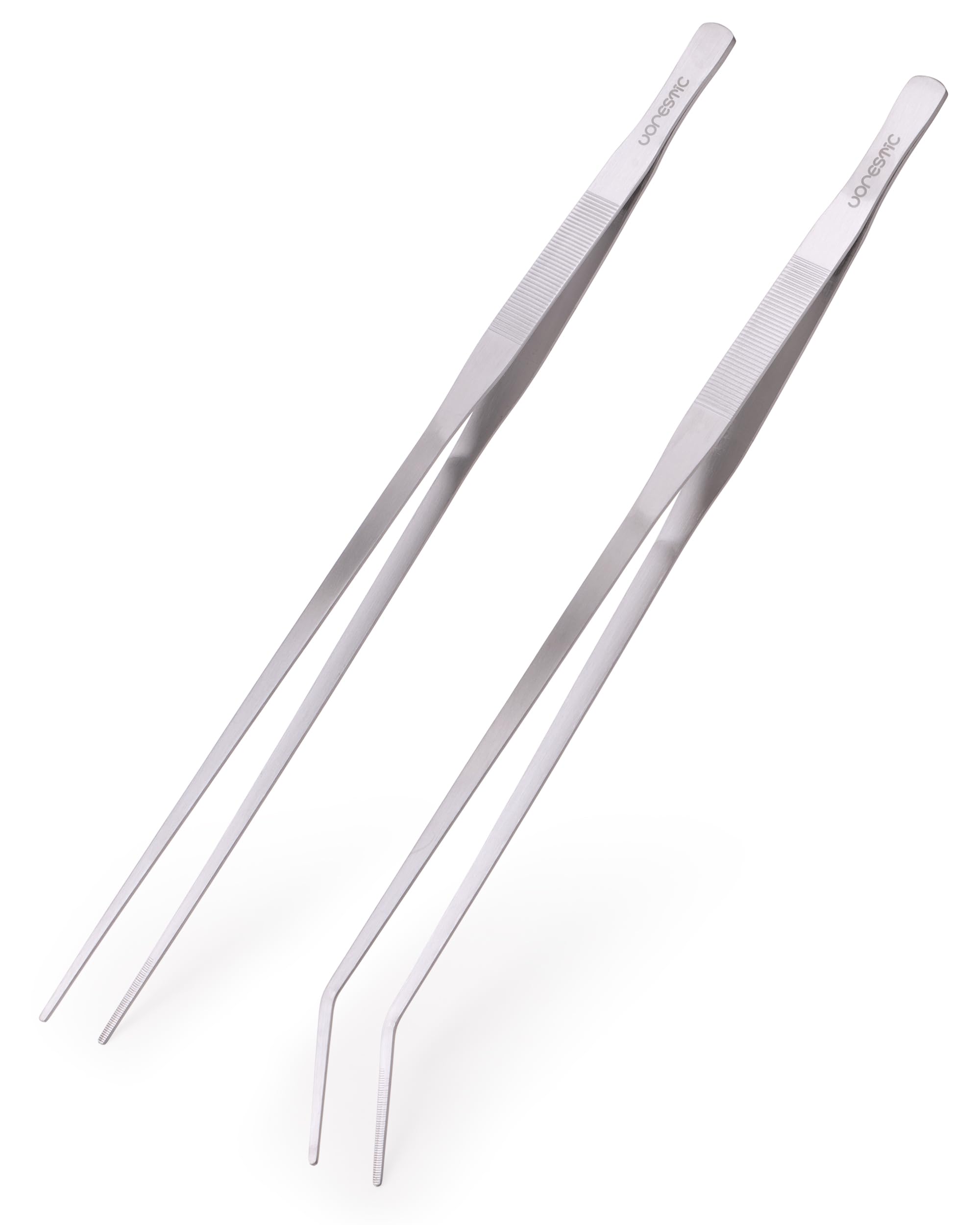 VORESTIC 2 Pcs Long Aquarium Tweezers, 48cm Aquarium Tweezers Curved and Straight, Plant and Reptile Feeding Tongs, Long Tweezers Terrarium for Planting and Feeding