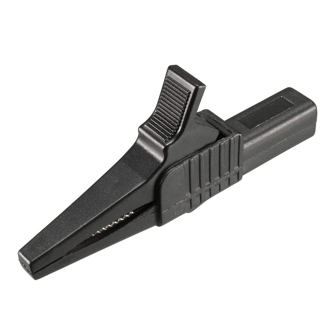 sourcing map Alligator Clips Battery Electrical Clamp 30A Black with 4mm Banana Jack Socket