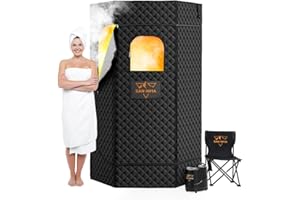 SAN HIMA Portable Sauna for Home - Personal Steam Sauna Box at Home Spa with 3L 1500W Steamer, 9 Levels Heat, 90 Minute Timer, Dimmable LED Light, Foldable Chair, Remote Control for Indoor Outdoor