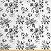 Ambesonne Black White Fabric The Yard, Vintage Floral Pattern Victorian Classic Royal Inspired Modern Art, Decorative Fabric Upholstery Home Accents, 1 Yard, Black White