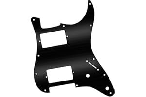 ZHRMZHG 11-Hole HH Humbucker Pickguard for Fender Stratocaster (US/Mexico) - Metal Scratchplate with Modern Cut for 2-Humbucker Electric Guitars (Black)