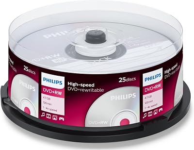Philips DVD+RW Blank Discs 25 Spindle 4.7GB 120Min 1-4x Record Speed